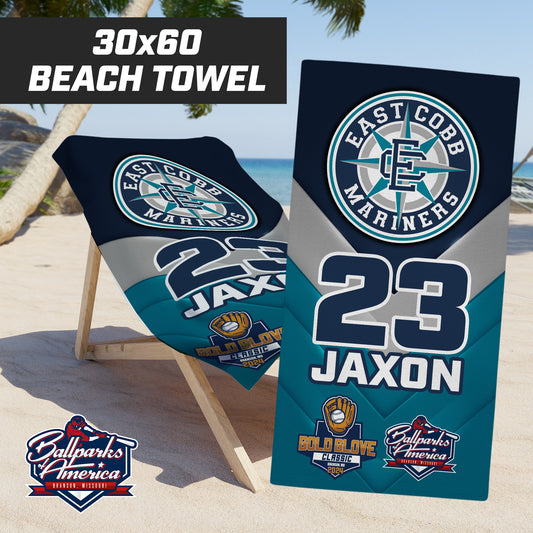 EC Mariners - Gold Glove Classic - 30"x60" Beach Towel