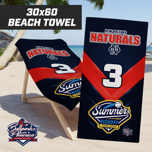 New Orleans Naturals 12u Red - Summer Kickoff - 30"x60" Beach Towel