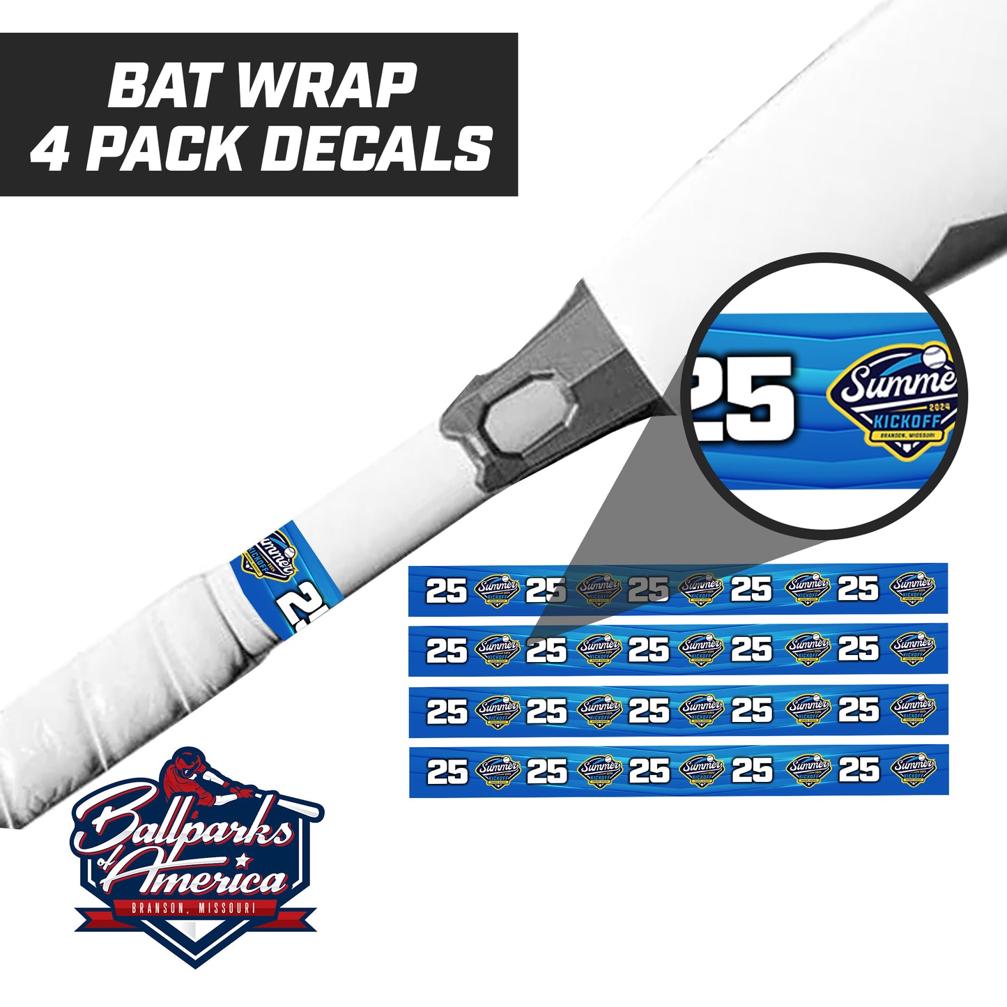 New Orleans Naturals 12u Red - Summer Kickoff - Bat Decal Wraps (4 Pack)