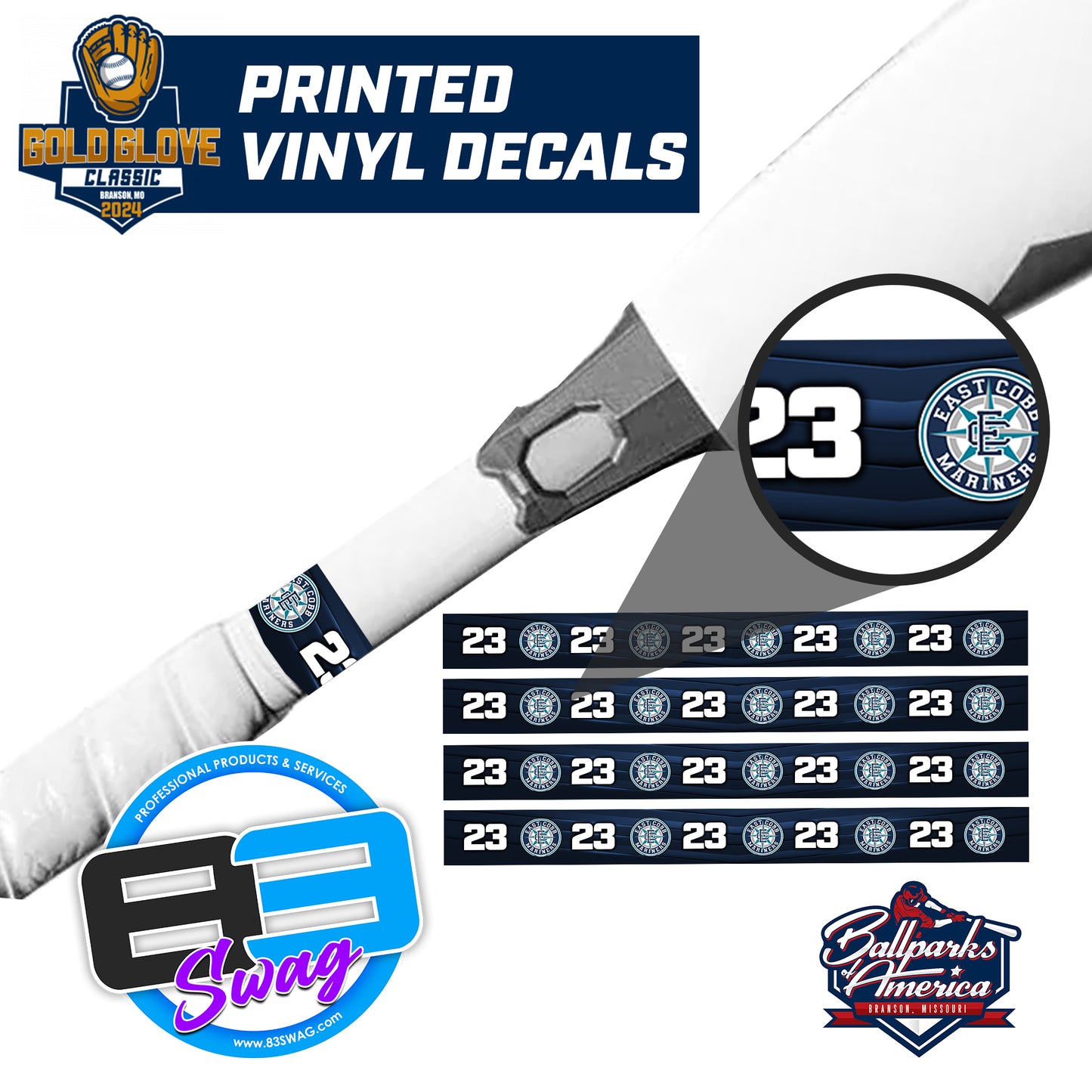 C Mariners Baseball - Bat Decal Wraps (4 Pack)