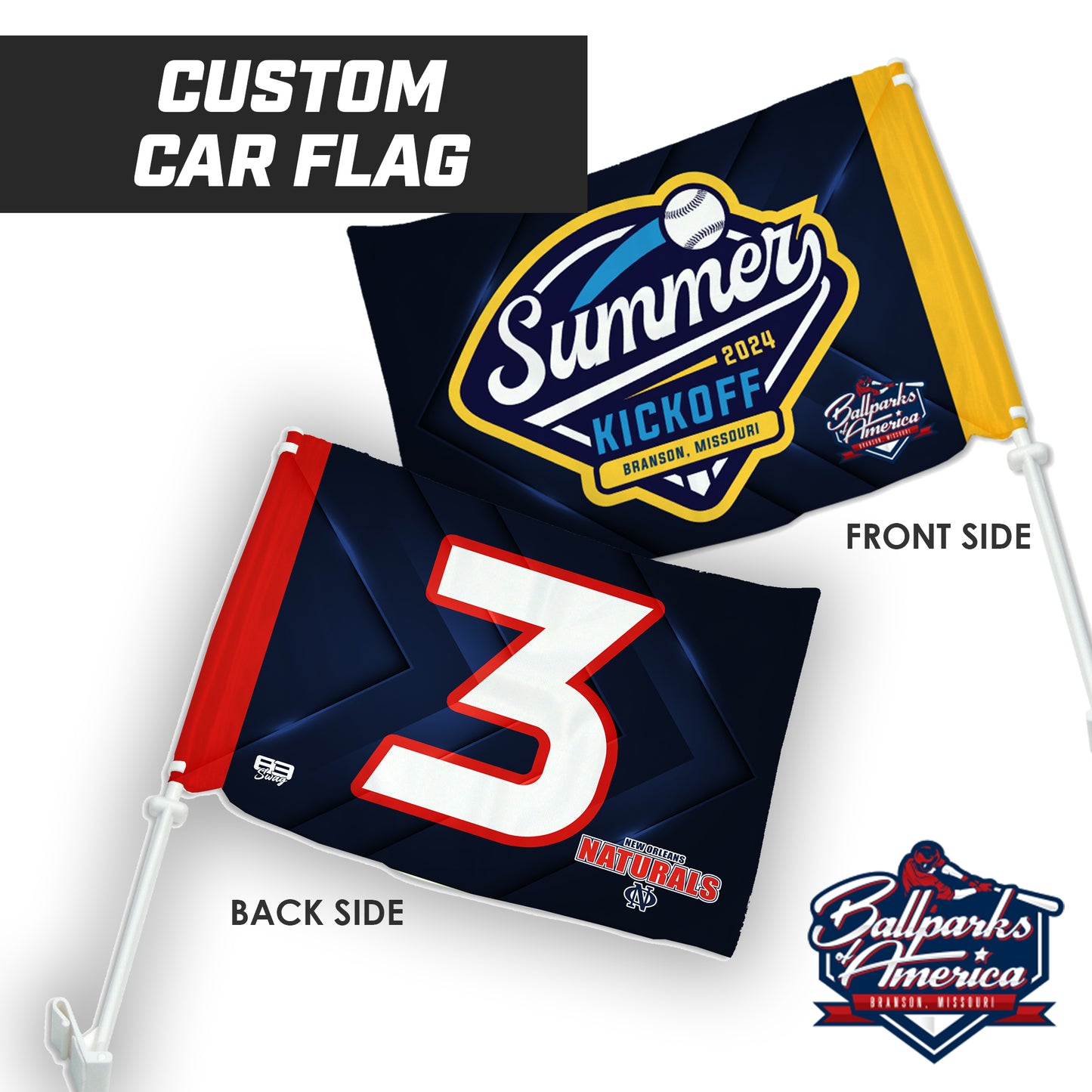 New Orleans Naturals 12u Red - Summer Kickoff - Custom Car Flag