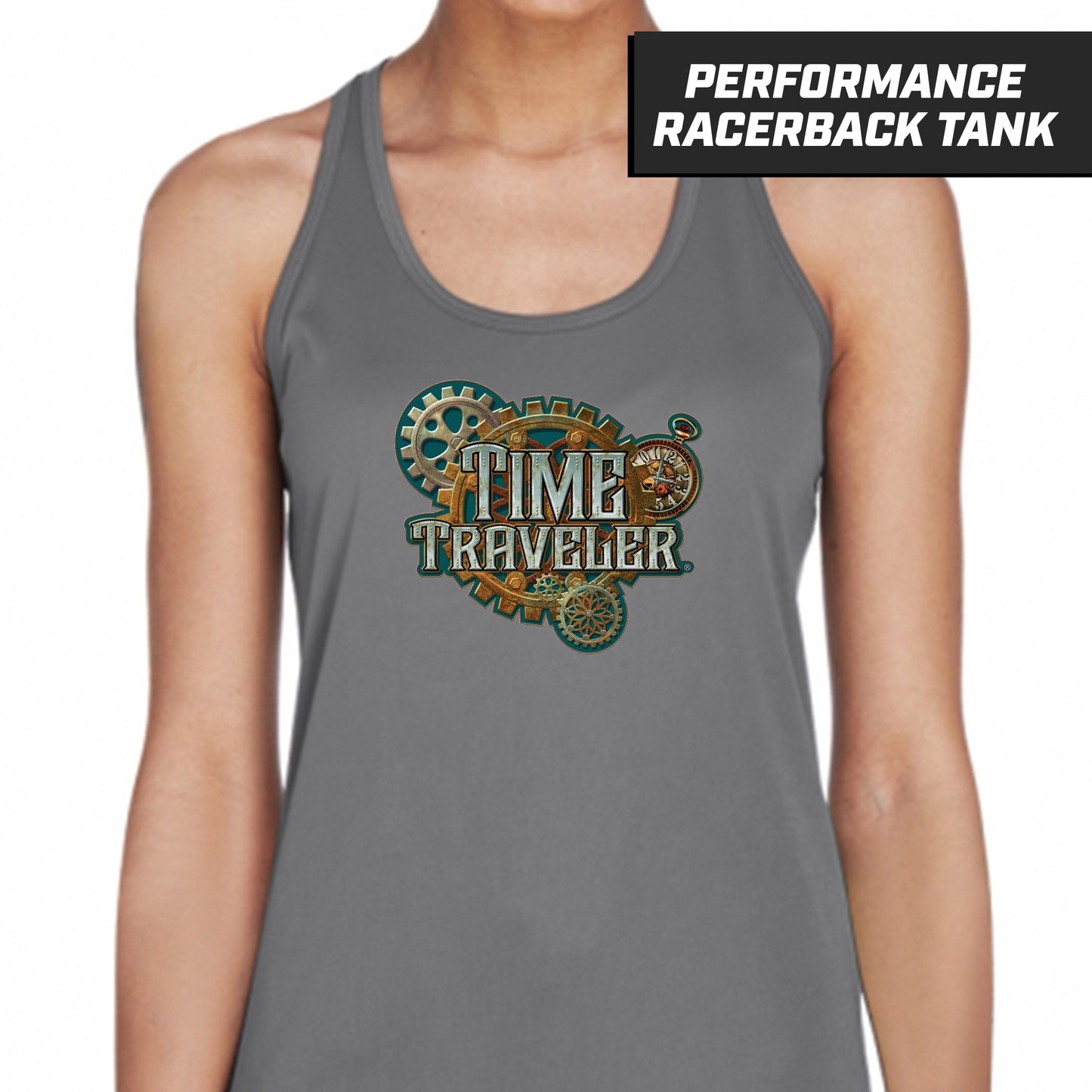 Time Traveler Showdown - Graphite - Performance Woman's Racerback Shirt