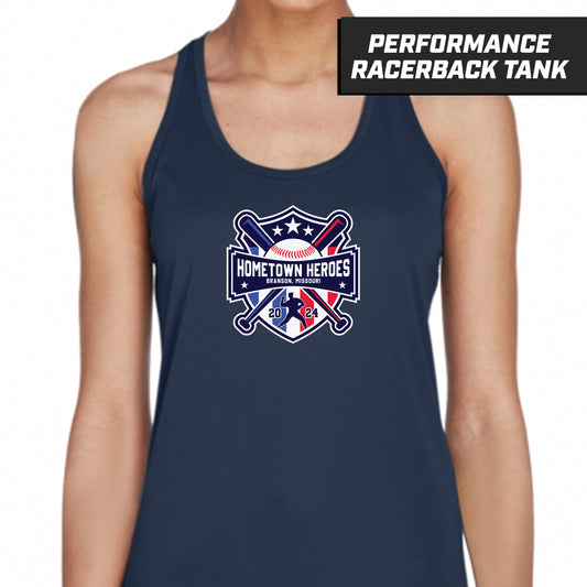 Hometown Heroes - Navy - Performance Woman's Racerback Shirt