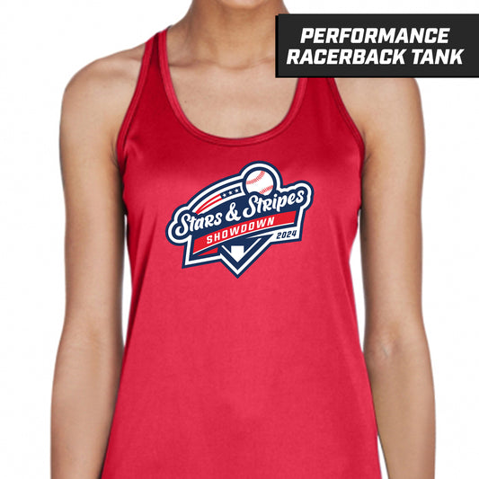 Stars & Stripes - Red - Performance Woman's Racerback Shirt